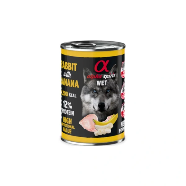 Alpha Spirit Conejo Plátano, alimento húmedo para perros