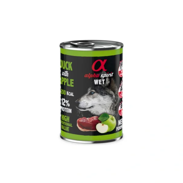 Alpha Spirit Pato Manzana, alimento húmedo para perros