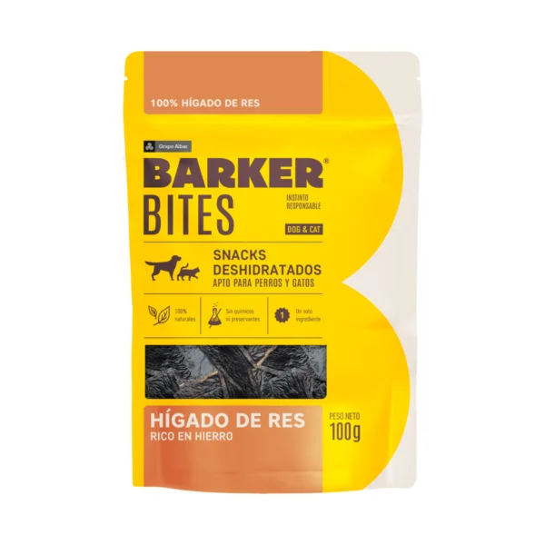 BARKER-BB006 Barker Bites Hígado de Res, premio para perros y gatos