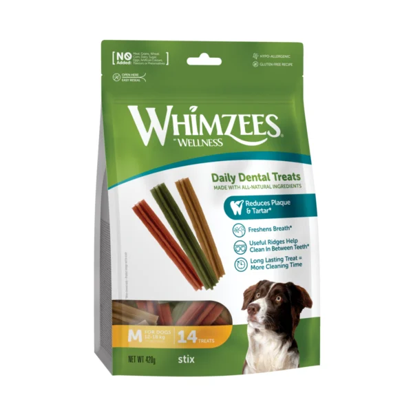 Whimzees Stix M, snack dental para perros