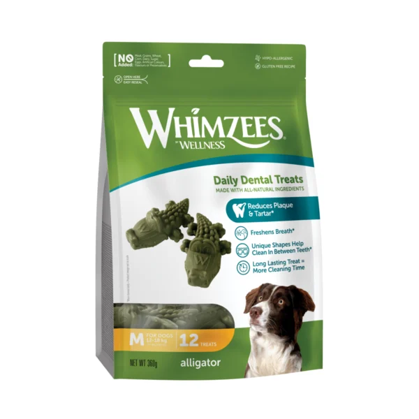 Whimzees Alligator M, snack dental para perros
